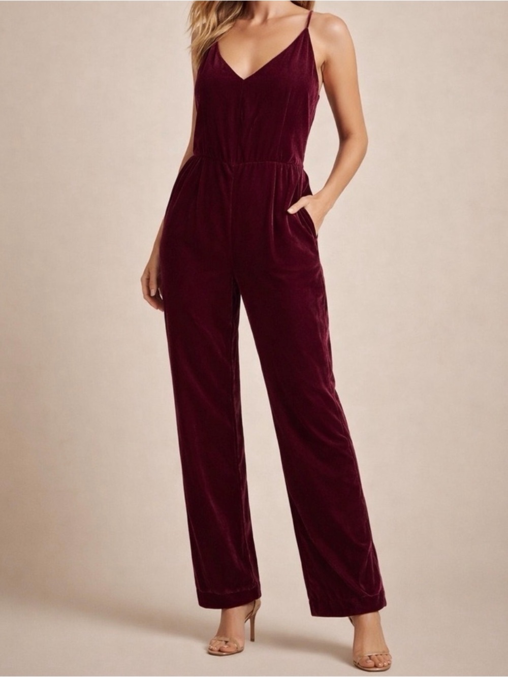 Banana Republic Burgundy Velvet Jumpsuit Size 2